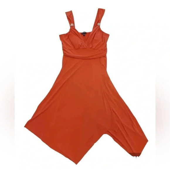 Le Chateau Formal Coral Sleeveless Midi Wrap Dress  Size Medium - Picture 7 of 10